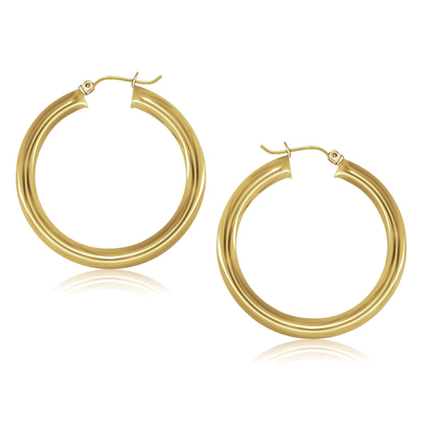 Lovcia Luxury Exquisite 14K Yellow Gold 40mm Hoop Earrings with Snap Lock Closure-Earrings-Yellow Gold-Yellow Gold