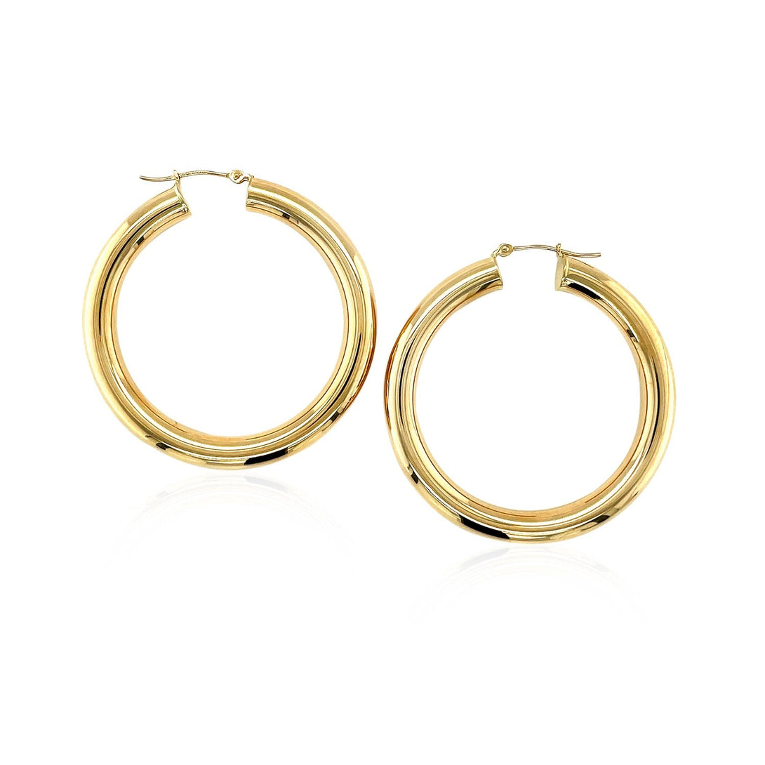 Lovcia Luxury Exquisite 14K Yellow Gold 40mm Hoop Earrings with Snap Lock Closure-Earrings-Yellow Gold-Yellow Gold