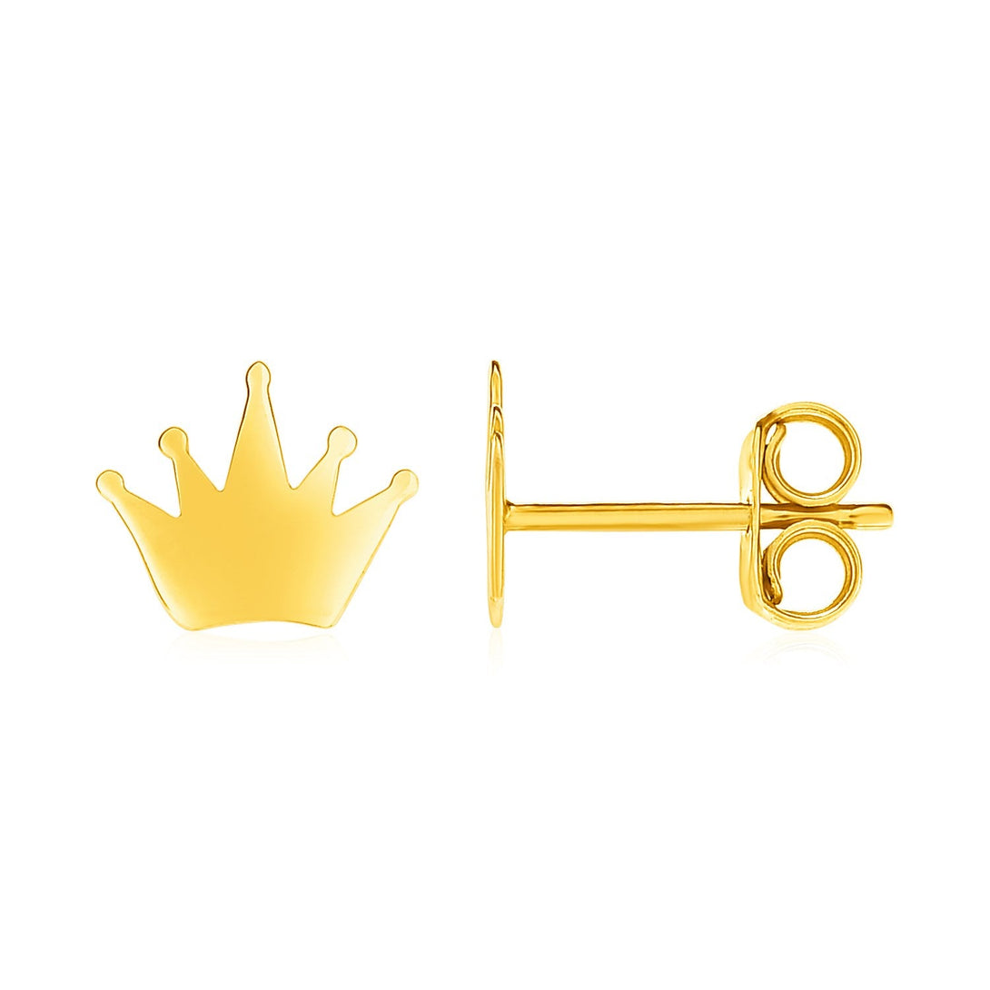 Lovcia Luxury Exquisite 14k Yellow Gold Crown Stud Earrings-Earrings-Yellow Gold-Yellow Gold