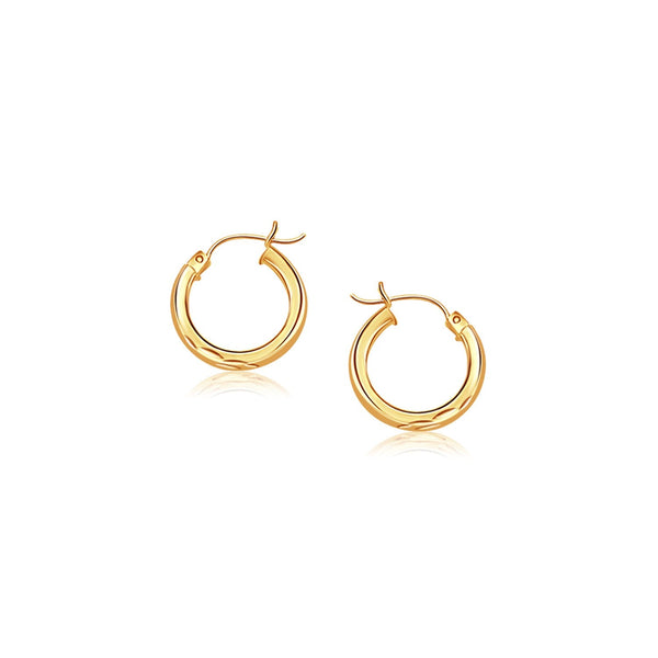 Lovcia Luxury Exquisite 14K Yellow Gold Diamond-Cut Hoop Earrings (20mm)-Earrings-Yellow Gold-Yellow Gold