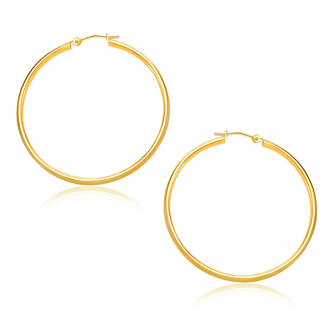 Lovcia Luxury Exquisite 14k Yellow Gold Hoop Earrings with Snap Lock (30mm)-Earrings-Yellow Gold-Yellow Gold