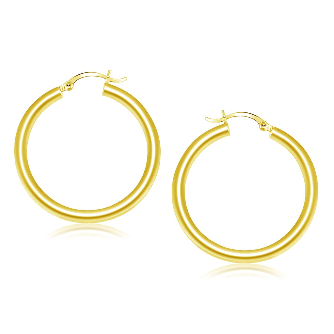 Lovcia Luxury Exquisite 14k Yellow Gold Hoop Earrings with Snap Lock (40mm)-Earrings-Yellow Gold-Yellow Gold