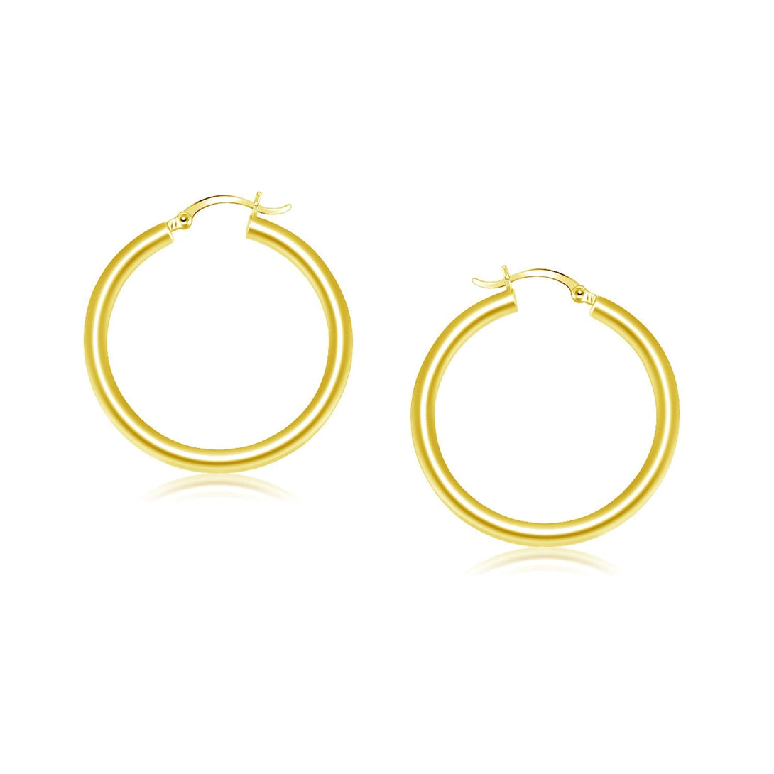Lovcia Luxury Exquisite 14K Yellow Gold Snap Lock Hoop Earrings (25mm)-Earrings-Yellow Gold-Yellow Gold