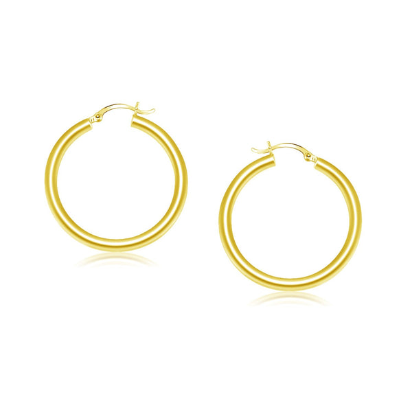 Lovcia Luxury Exquisite 14K Yellow Gold Snap Lock Hoop Earrings (25mm)-Earrings-Yellow Gold-Yellow Gold