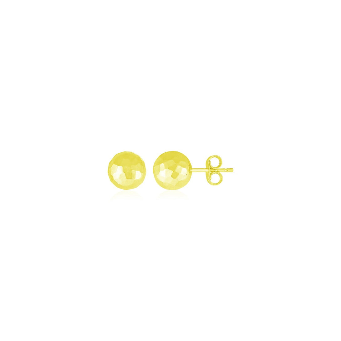 Lovcia Luxury Faceted 14k Yellow Gold Post Ball Earrings (7mm)-Earrings-Yellow Gold-Yellow Gold