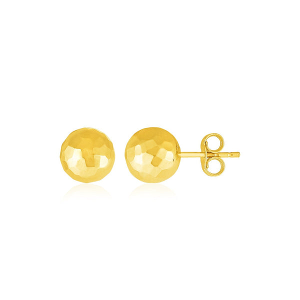 Lovcia Luxury Faceted Textured 5mm 14k Yellow Gold Ball Post Earrings-Earrings-Yellow Gold-Yellow Gold