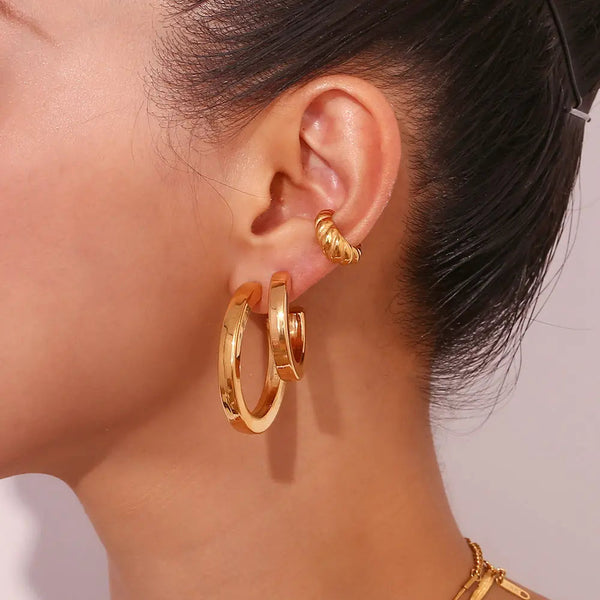 Lovcia Luxury Geometric Hollow C-Shaped Stainless Steel Earrings for Women-Earrings-Gold 30mm-Gold 30mm