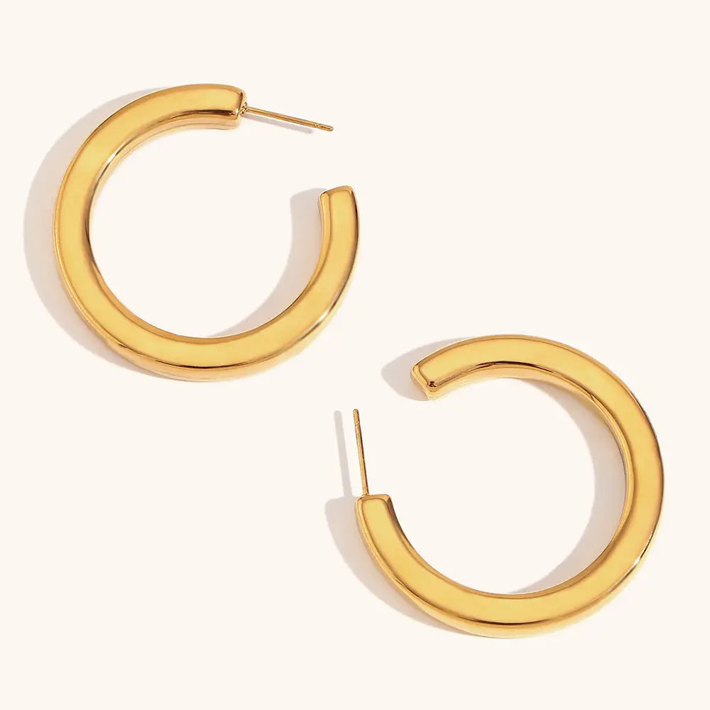 Lovcia Luxury Geometric Hollow C-Shaped Stainless Steel Earrings for Women-Earrings-Gold 30mm-Gold 30mm