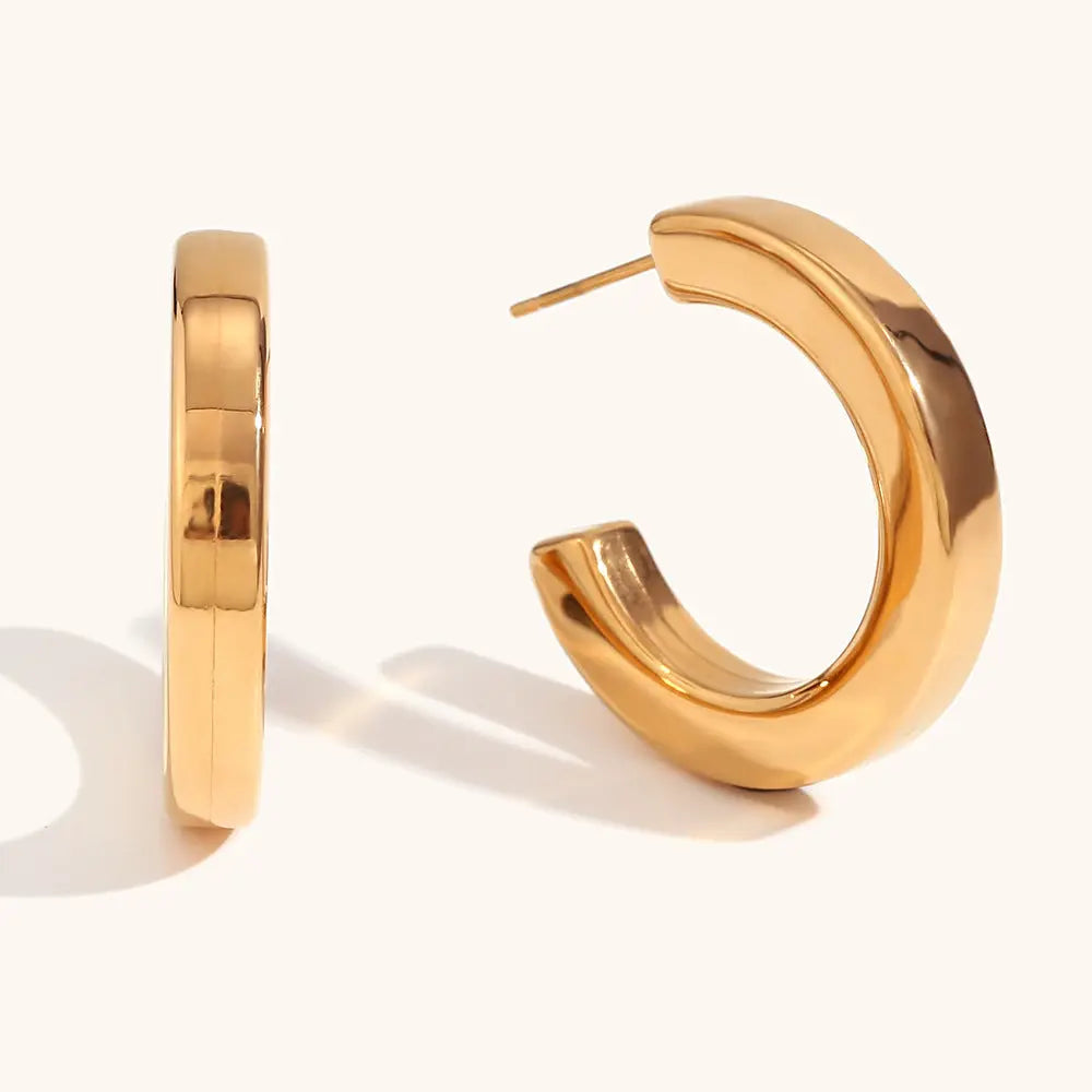 Lovcia Luxury Geometric Hollow C-Shaped Stainless Steel Earrings for Women-Earrings-Gold 30mm-Gold 30mm