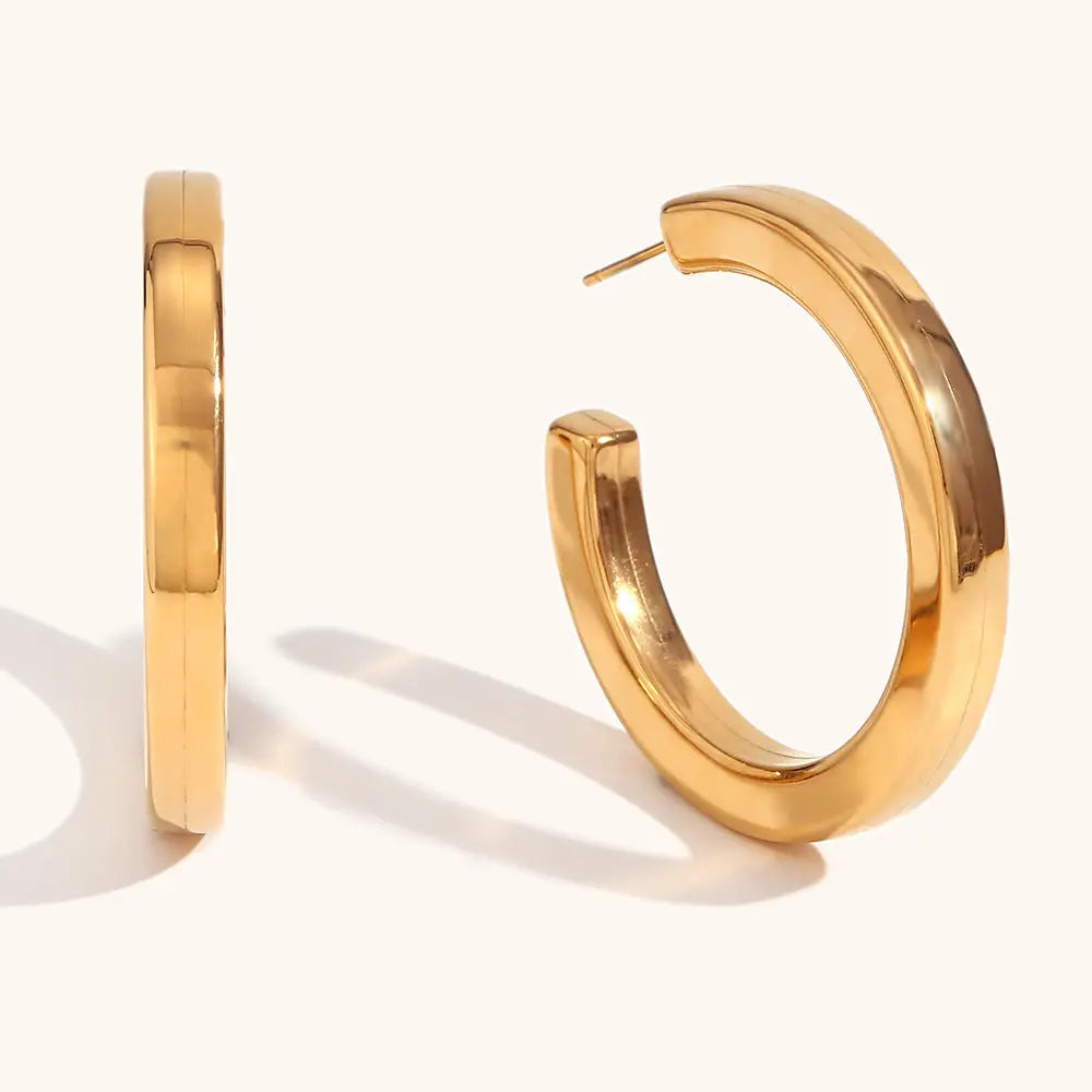 Lovcia Luxury Geometric Hollow C-Shaped Stainless Steel Earrings for Women-Earrings-Golden 40mm-Golden 40mm
