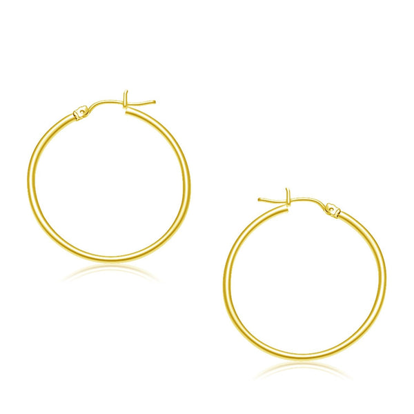 Lovcia Luxury Glamorous 10k Yellow Gold 30mm Hoop Earrings with Snap Lock Closure-Earrings-Yellow Gold-Yellow Gold