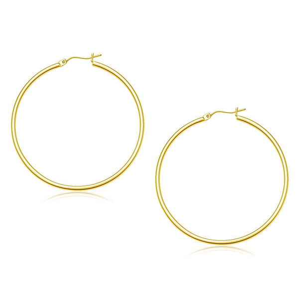Lovcia Luxury Glamorous 10k Yellow Gold 45mm Hoop Earrings with Snap Lock Backing-Earrings-Yellow Gold-Yellow Gold