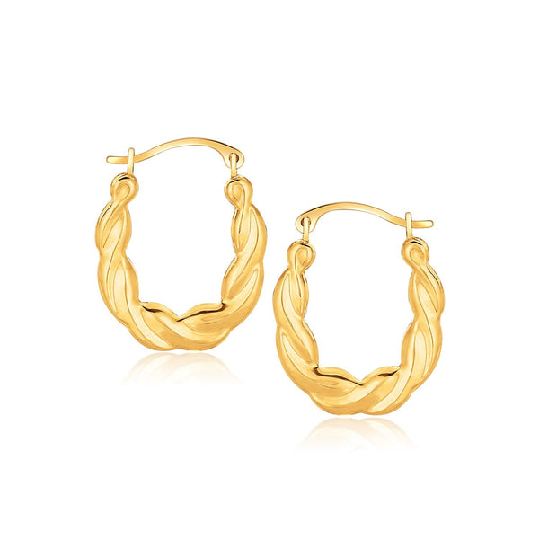 Lovcia Luxury Glamorous 10k Yellow Gold Twisted Oval Hoop Earrings-Earrings-Yellow Gold-Yellow Gold