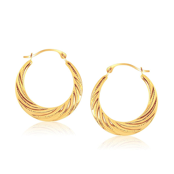 Lovcia Luxury Glamorous 10k Yellow Gold Twisted Textured Hoop Earrings-Earrings-Yellow Gold-Yellow Gold
