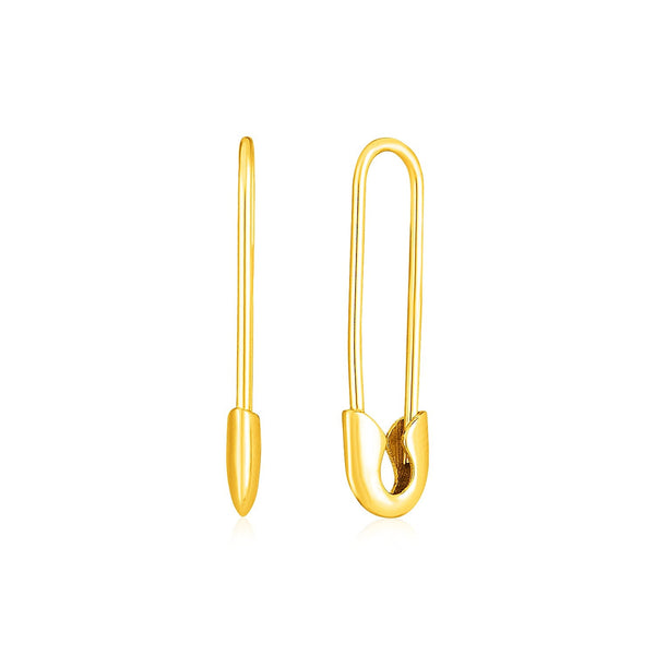 Lovcia Luxury Glamorous 14k Gold Safety Pin Earrings-Earrings-Yellow Gold-Yellow Gold