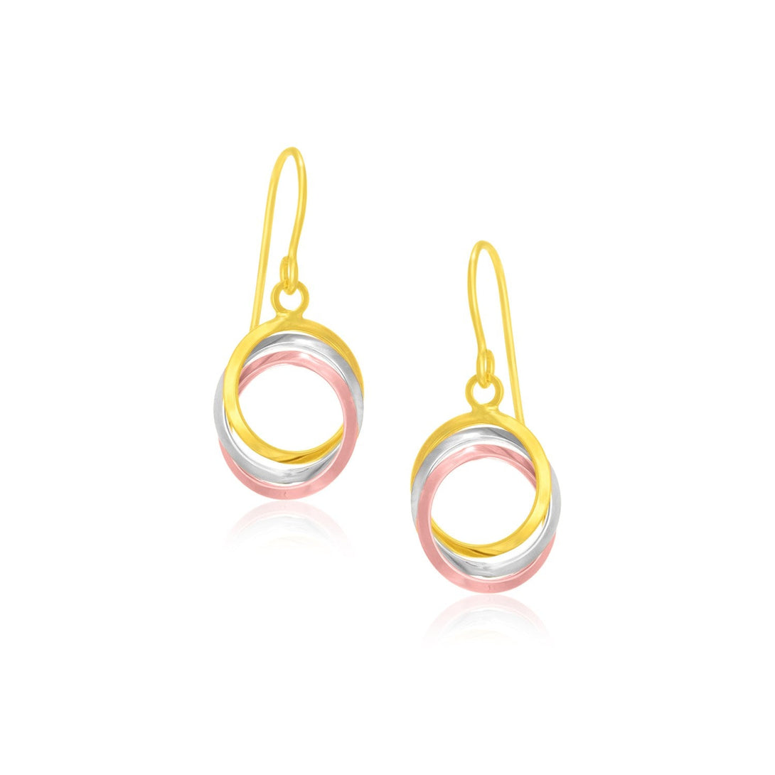 Lovcia Luxury Glamorous 14K Tri-Color Gold Geometric Drop Earrings-Earrings-Tri-Color Gold-Tri-Color Gold