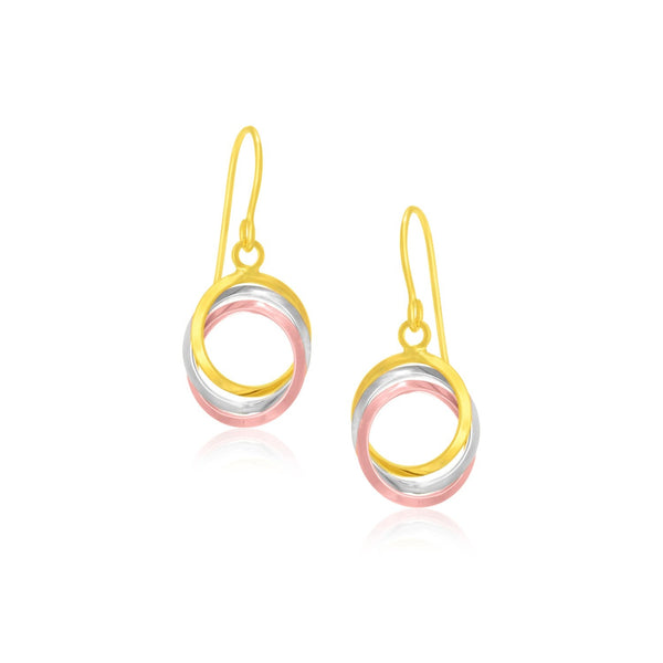 Lovcia Luxury Glamorous 14K Tri-Color Gold Geometric Drop Earrings-Earrings-Tri-Color Gold-Tri-Color Gold