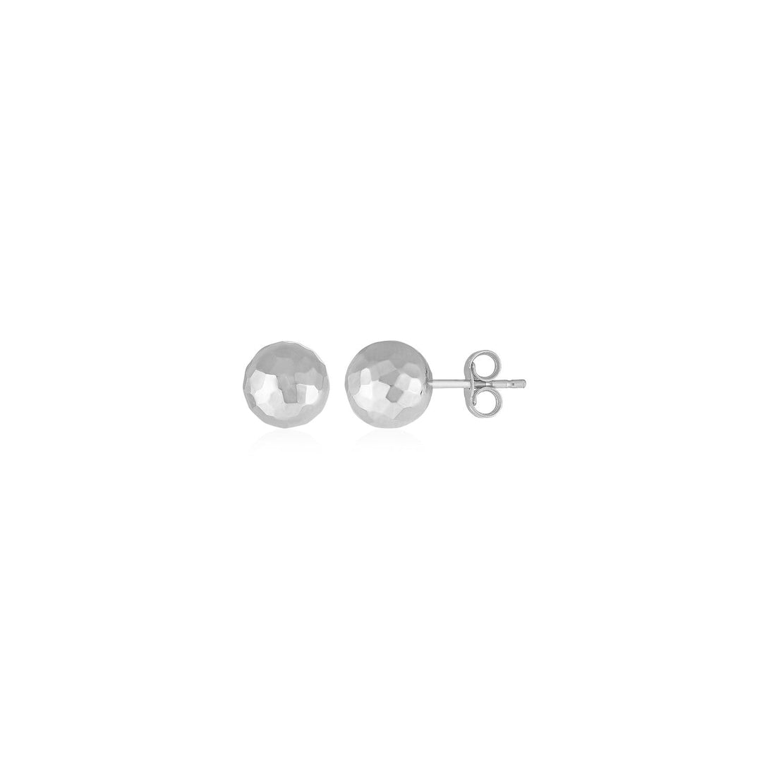 Lovcia Luxury Glamorous 14k White Gold Faceted Ball Stud Earrings (7mm)-Earrings-White Gold-White Gold
