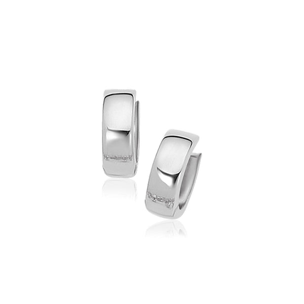 Lovcia Luxury Glamorous 14k White Gold Hinged Hoop Earrings-Earrings-White Gold-White Gold