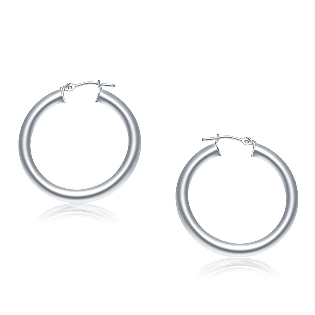 Lovcia Luxury Glamorous 14k White Gold Hoop Earrings with Snap Lock (30mm)-Earrings-White Gold-White Gold