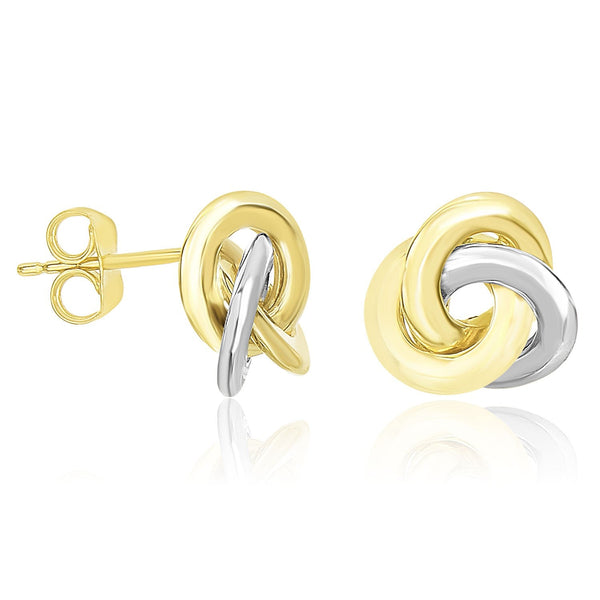 Lovcia Luxury Glamorous 14k Yellow and White Gold Interwoven Circle Earrings-Earrings-Two-Tone Gold-Two-Tone Gold