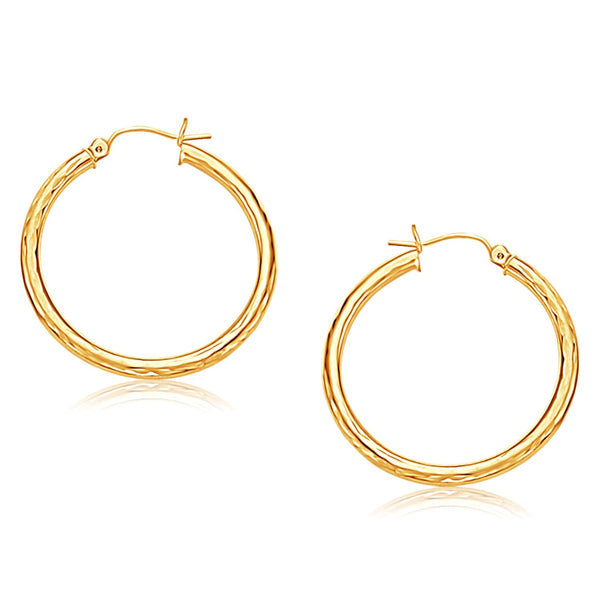 Buy LOVCIA Luxury Glamorous 14K Yellow Gold Diamond-Cut Hoop Earrings (30mm)
