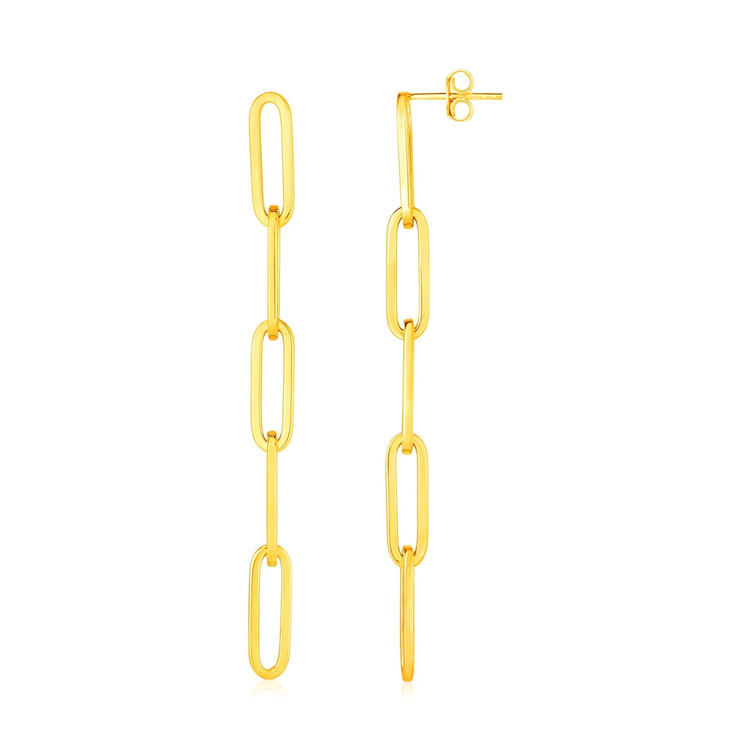 Lovcia Luxury Glamorous 14K Yellow Gold Paperclip Chain Dangle Earrings-Earrings-Yellow Gold-Yellow Gold