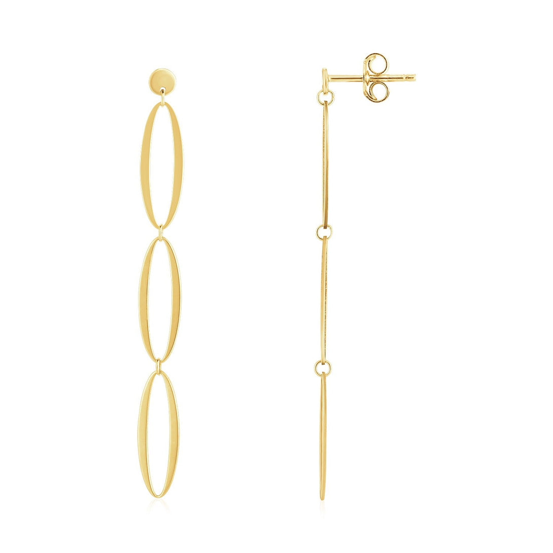 Lovcia Luxury Glamorous 14K Yellow Gold Triple Oval Drop Earrings-Earrings-Yellow Gold-Yellow Gold
