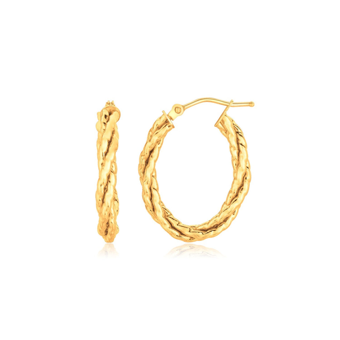 Lovcia Luxury Golden Twirl 14k Yellow Gold Oval Hoop Earrings-Earrings-Yellow Gold-Yellow Gold