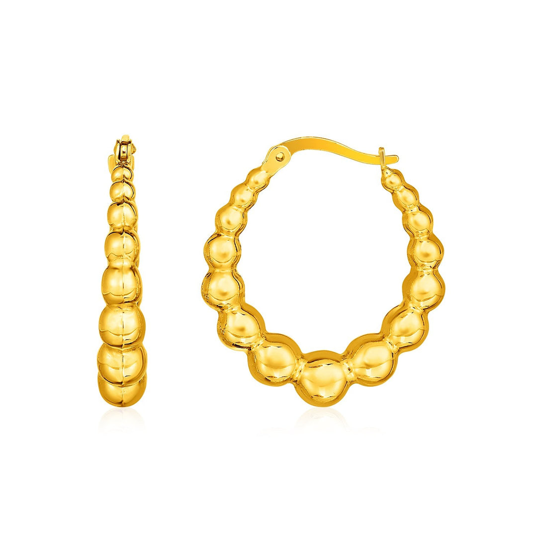 Lovcia Luxury Graduated Sphere Hoop Earrings in 14K Yellow Gold (27mm)-Earrings-Yellow Gold-Yellow Gold