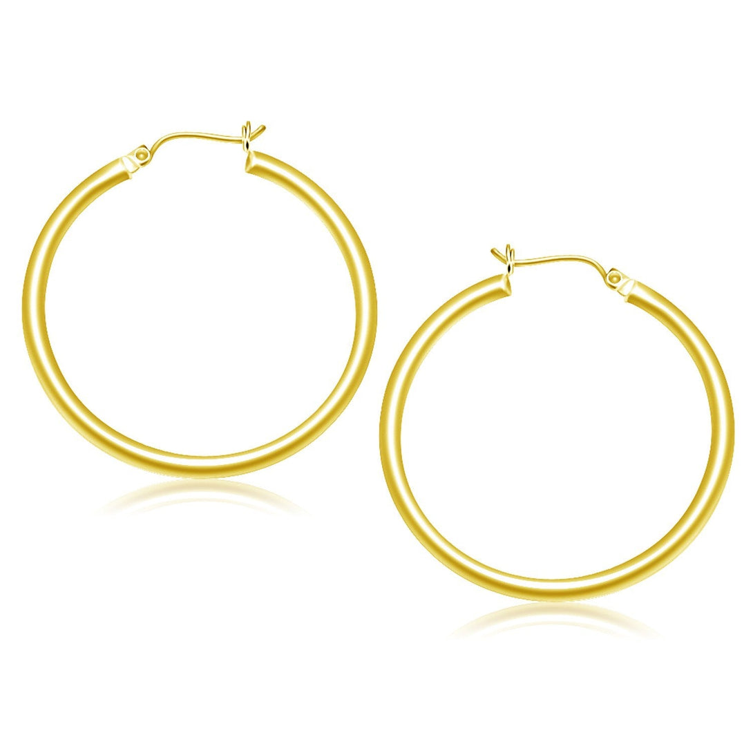 Buy LOVCIA Luxury Radiant 10k Yellow Gold 40mm Hoop Earrings with Snap Lock Backing