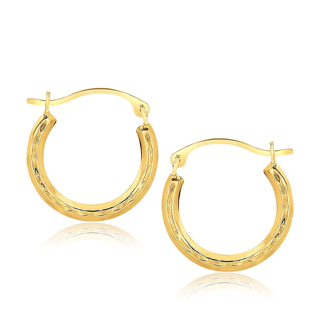 Lovcia Luxury Radiant 10k Yellow Gold Detailed Hoop Earrings-Earrings-Yellow Gold-Yellow Gold