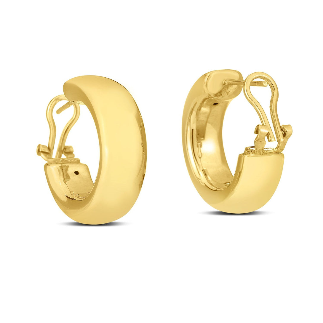 Lovcia Luxury Radiant 14k Yellow Gold Omega C-Hoop Earrings-Earrings-Yellow Gold-Yellow Gold