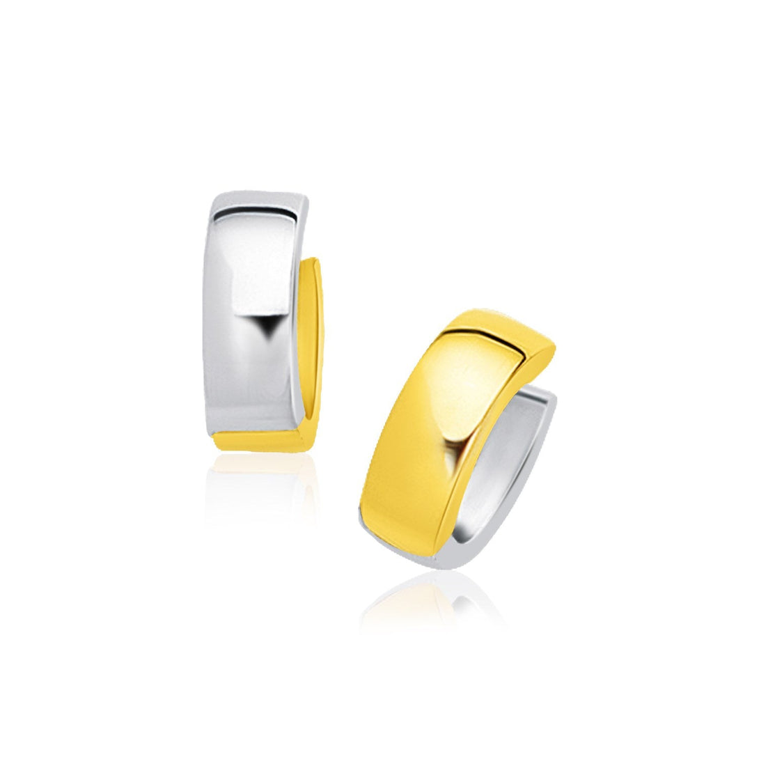 Lovcia Luxury Reversible 14k Gold Two-Tone Hoop Earrings with Snap Lock Backing-Earrings-Two-Tone Gold-Two-Tone Gold