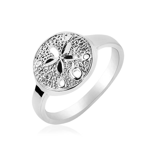 Lovcia Luxury Textured Sterling Silver Sand Dollar Ring (2.50 mm)-Rings-7-Sterling Silver-7