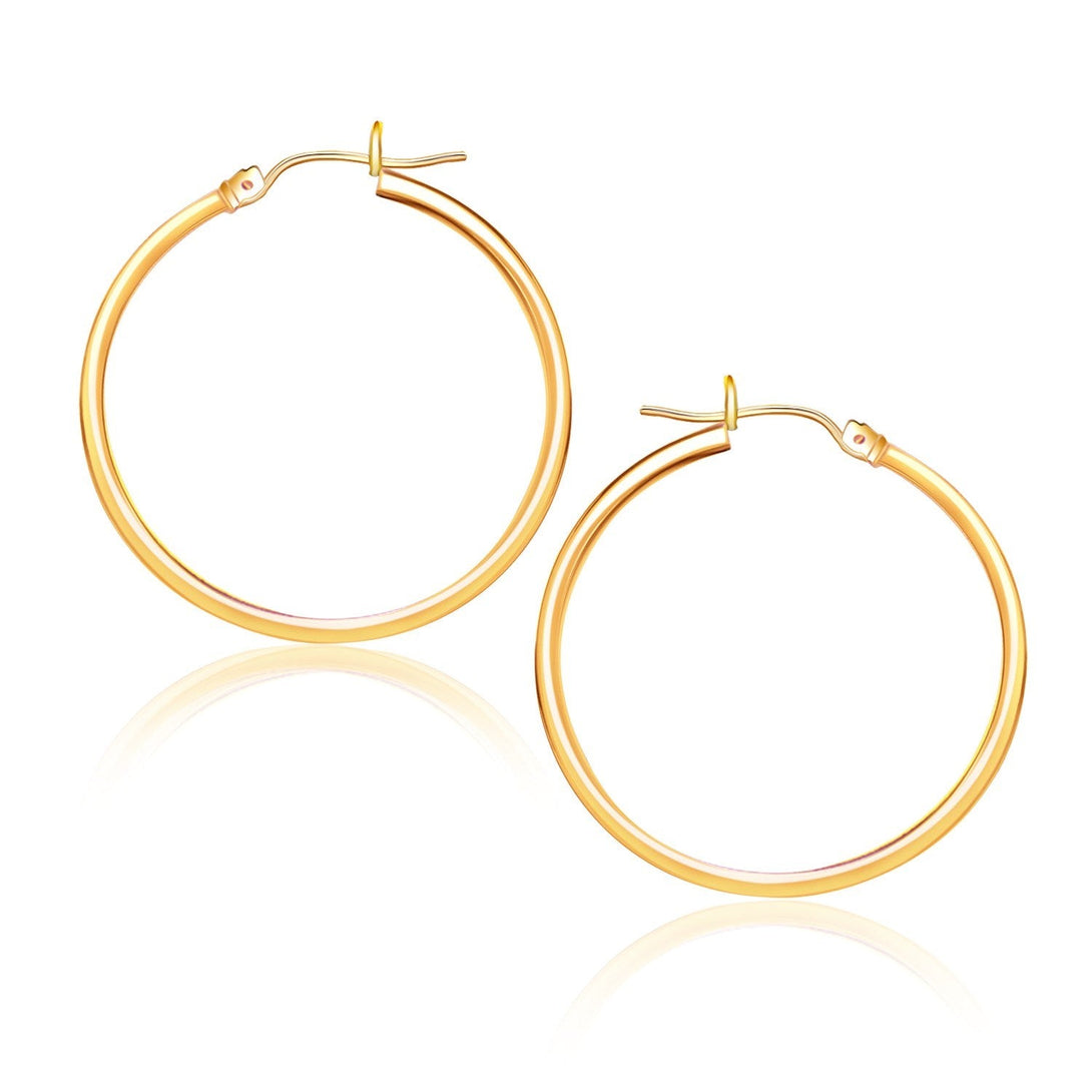 Lovcia Luxury Timeless 10K Yellow Gold Hoop Earrings with Snap Lock (25mm Diameter)-Earrings-Yellow Gold-Yellow Gold
