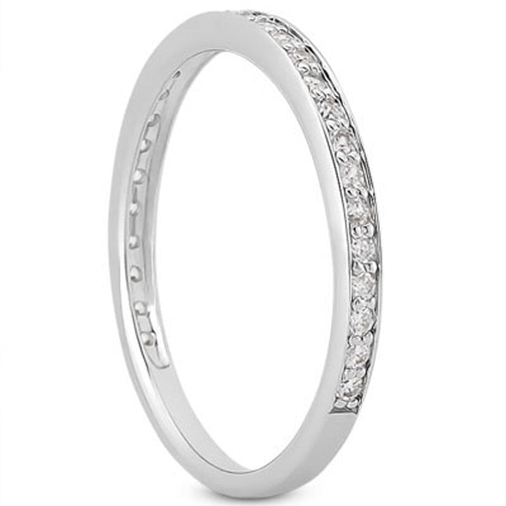 LOVCIA Luxury 14k White Gold Diamond Wedding Band with Micro-pave in 3/4 Around