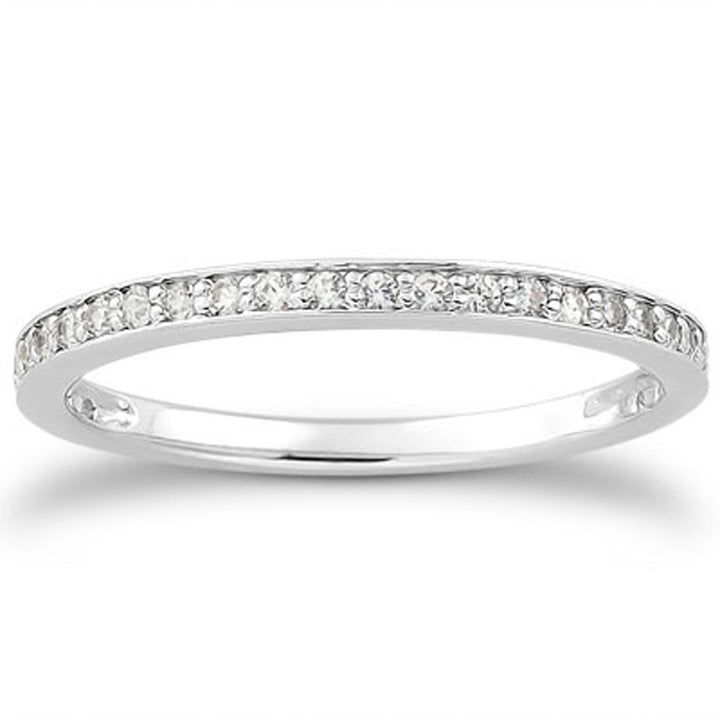 LOVCIA Luxury 14k White Gold Diamond Wedding Band with Micro-pave in 3/4 Around