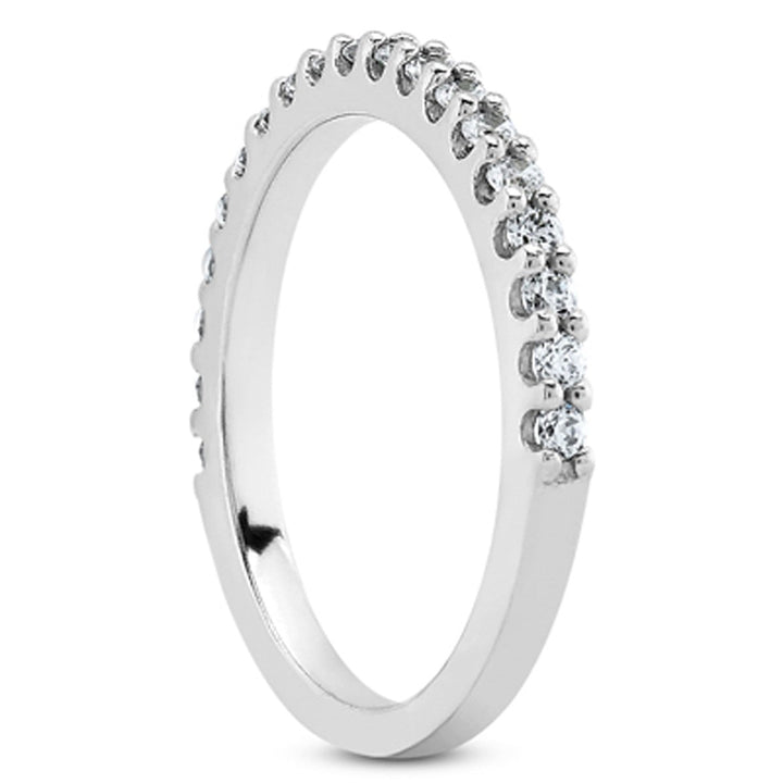 LOVCIA Luxury Jewelry 14k White Gold Diamond Wedding Band with Shared Prong U Settings