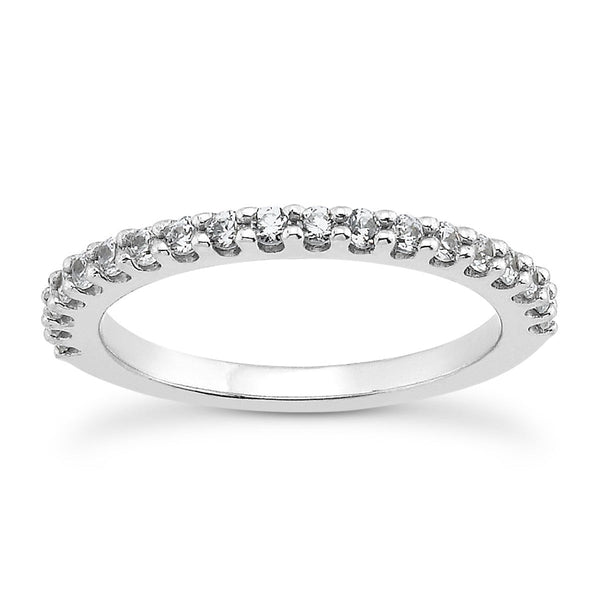 LOVCIA Luxury Jewelry 14k White Gold Diamond Wedding Band with Shared Prong U Settings