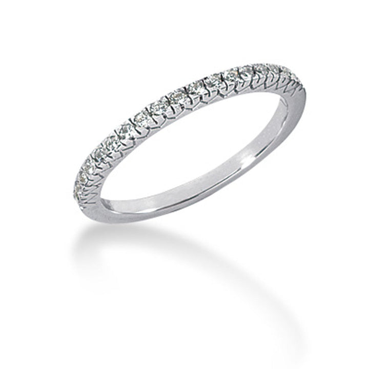 LOVCIA Luxury 14k White Gold Vintage-Inspired Fishtail Pave Diamond Wedding Band