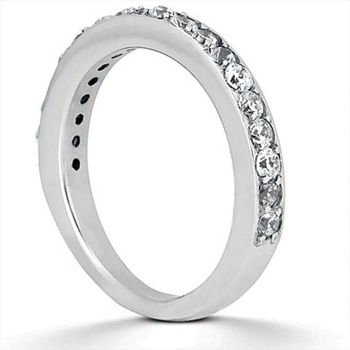 LOVCIA Luxury 14k White Gold Half-Eternity Pave Diamond Wedding Band