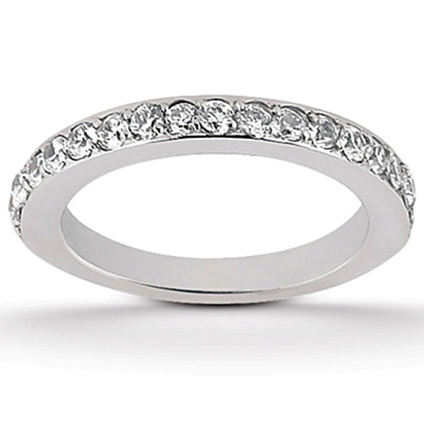 LOVCIA Luxury 14k White Gold Half-Eternity Pave Diamond Wedding Band