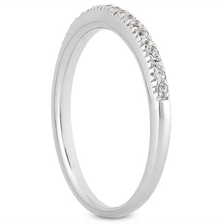 LOVCIA Luxury 14k White Gold Vintage-Engraved Pave Diamond Wedding Band