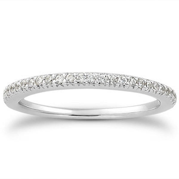 LOVCIA Luxury 14k White Gold Vintage-Engraved Pave Diamond Wedding Band