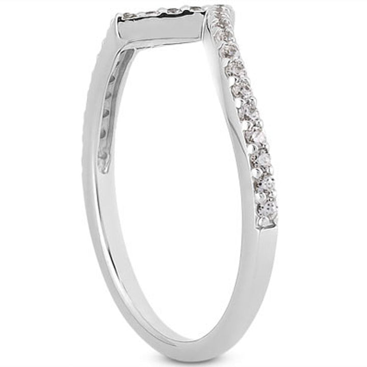 LOVCIA Luxury 14k White Gold Artistic Zig Zag Pave Diamond Wedding Band