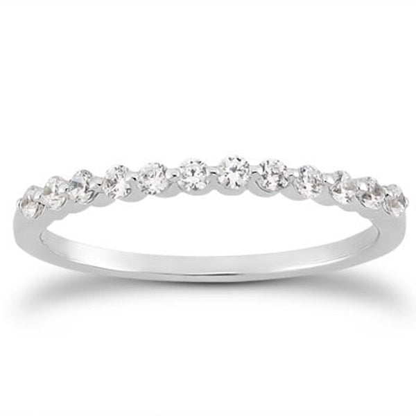 LOVCIA Luxury 14k White Gold Floating Diamond Prong-Set Wedding Band