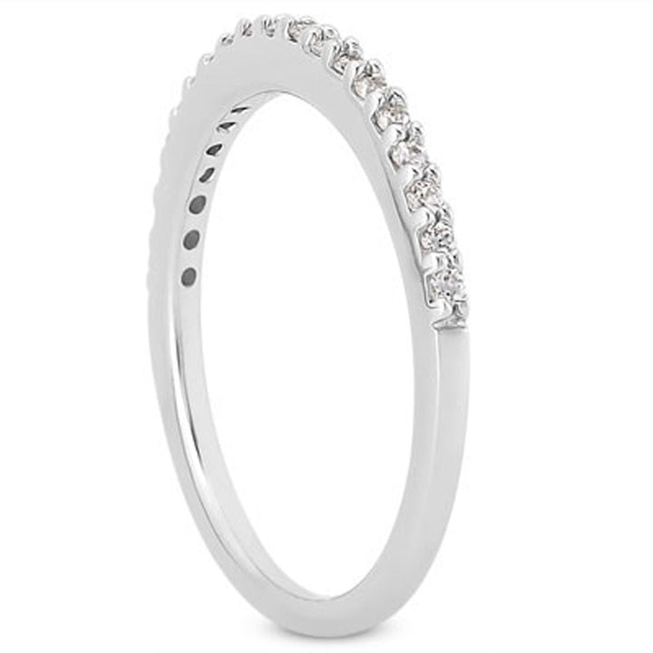 LOVCIA Luxury Jewelry 14k White Gold Diamond Wedding Band with Micro Prong Setting