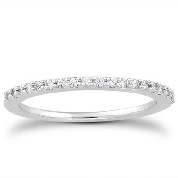 LOVCIA Luxury Jewelry 14k White Gold Diamond Wedding Band with Micro Prong Setting