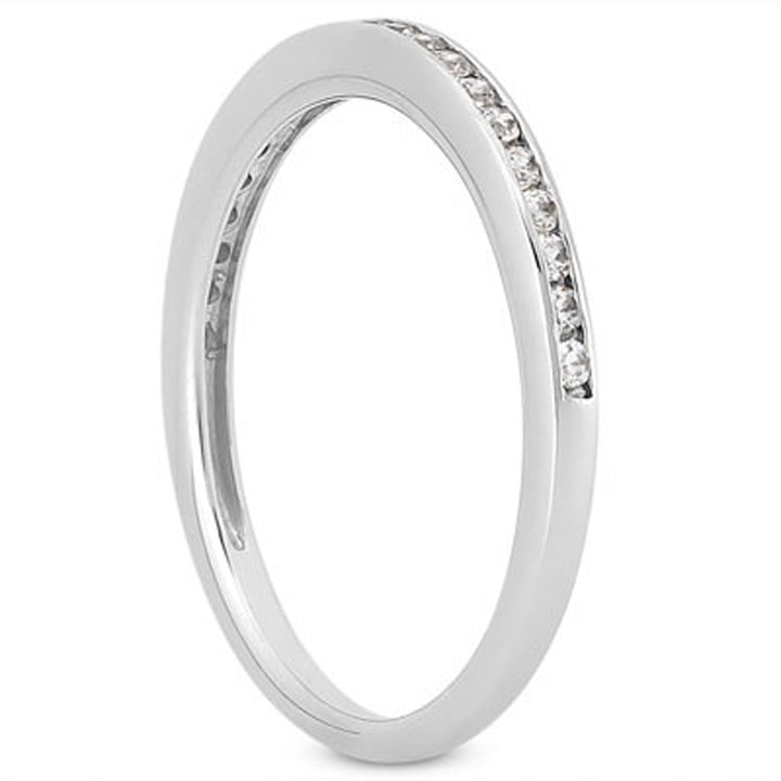 LOVCIA Luxury Jewelry 14k White Gold Diamond Channel Set Wedding Band